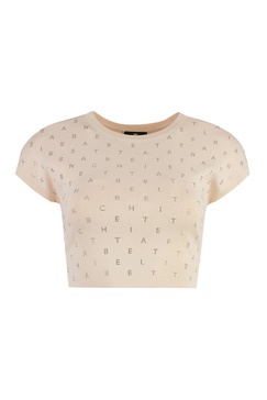 Elisabetta Franchi Logo Lettering Embellished Cropped Top