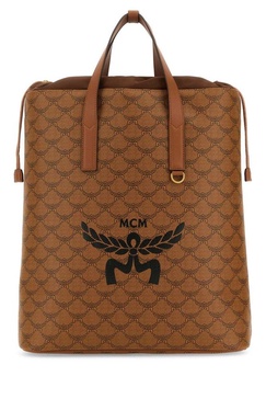 MCM Medium Himmel Lauretos Monogrammed Backpack