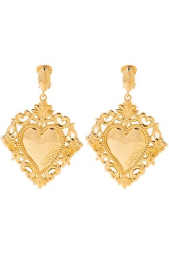 Moschino Logo-Embossed Heart Pendant Earrings