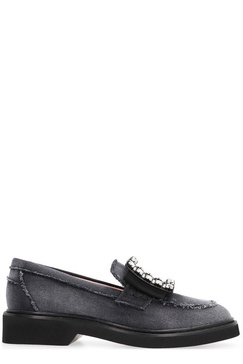 Roger Vivier Viv' Rangers Embellished Denim Loafers