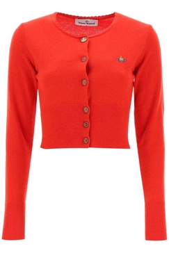 Vivienne Westwood Orb-Embroidered Cropped Knitted Cardigan