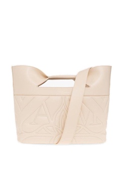 Cream White 'the Bow' Quilted Bag In Calf Leather