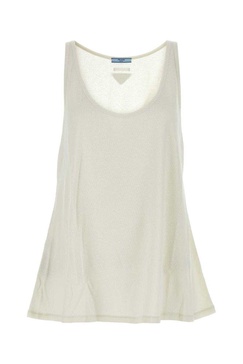 Ivory Linen And Cotton Oversize Tank Top