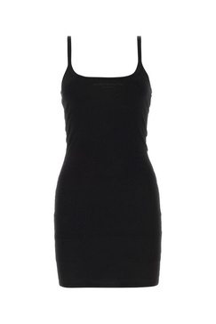 Black stretch viscose blend mini dress