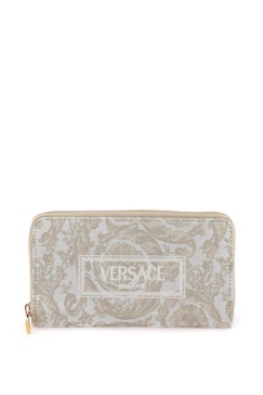 Versace Logo-Embroidered Zip-Up Wallet