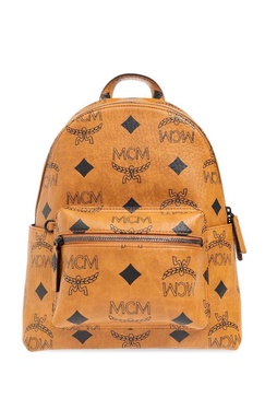 MCM All-Over Logo Printed Zipped Backpack