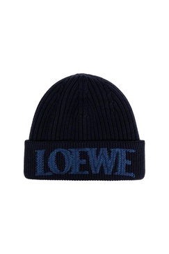 Loewe Logo Embroidered Ribbed-Knit Beanie