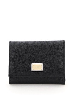 Black Leather  Bifold Wallet With Logo Plate