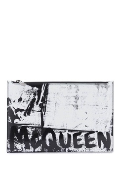 Alexander McQueen Graffiti Logo Printed Zipped Clutch Bag