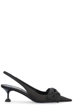 Miu Miu Embellished Satin Slingback Pumps