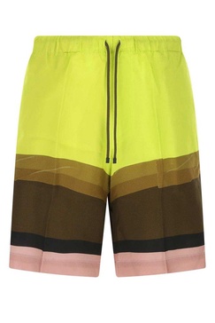 Dries Van Noten Color Block Drawstring Shorts