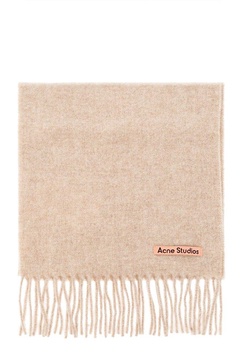 Acne Studios Logo Detailed Fringed Edge Scarf