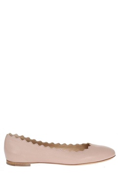 Chloé Lauren Scalloped Leather Ballerina Flat