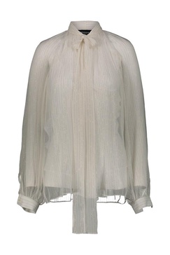 Rochas Bow Detailed Lurex Striped Shirt