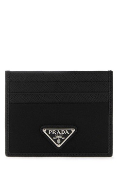 Prada Logo Plaque Slit Detailed Card Holder