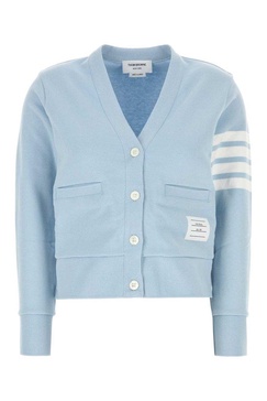 Thom Browne Woman Pastel Light Blue Cotton Cardigan