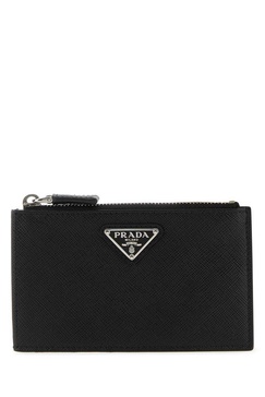 Prada Logo Plaque Zip-Up Cardholder