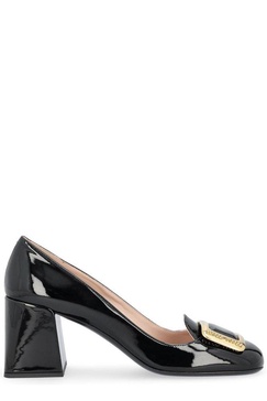 Miu Miu Logo-Buckle Square Toe Pumps