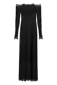 Paco Rabanne Bardot Collar Laced Long Dress