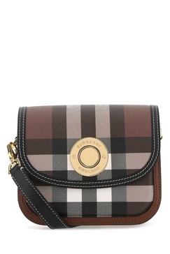 Burberry Logo Engraved Checked Crossbody Bag