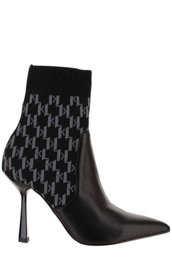 Karl Lagerfeld High Heel Monogram Ankle Boots