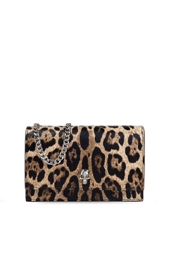 Alexander McQueen Leopard Printed Small Skull Clutch Bag