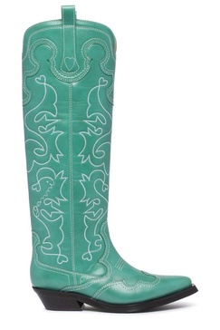 Ganni Jacquard Detail Western Boots