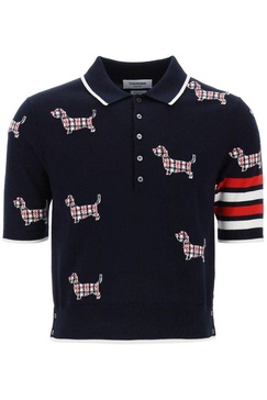 Thom Browne Hector Intarsia-Knit Short Sleeved Polo Top