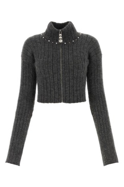 Alessandra Rich Zip-Up Cropped Cardigan