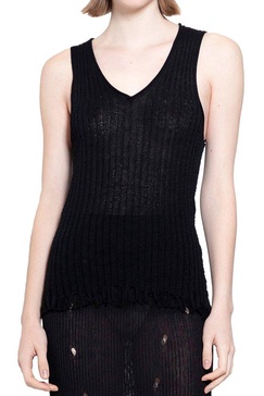 Uma Wang Frayed Hem Knitted Tank Top