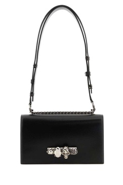 Alexander Mcqueen Woman Black Leather Skull Shoulder Bag