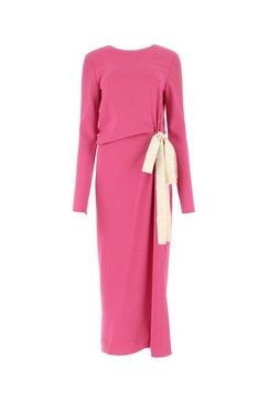 Lanvin Long Sleeved Tied Open-Back Dress