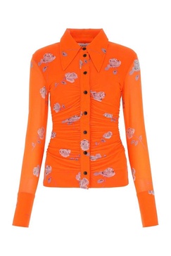 Ganni Floral Printed Ruched Shirt