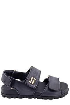 Miu Miu Logo Plaque Open-Toe Sandals