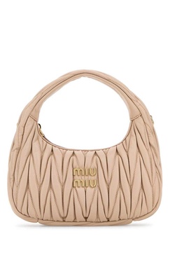 Miu Miu Wander Quilted Logo Plaque Mini Hobo Bag