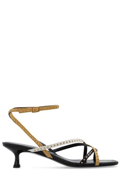 Tory Burch Capri Ankle-Strap Studded Heeled Sandals