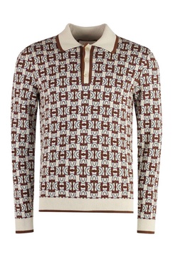 Gucci Horsebit Jacquard Long-Sleeved Polo Shirt