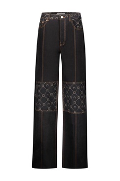 Marine Serre Wide-Leg Patchwork Jeans