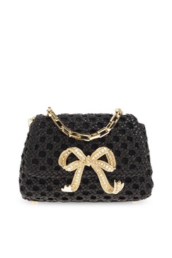 Self-Portrait Bow-Embellished Chain-Linked Crossbody Bag