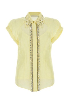 Zimmermann Diamante Embellished Semi-Sheer Shirt