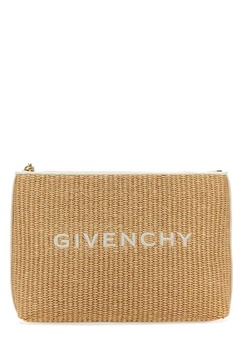 Givenchy Logo Embroidered Raffia Travel Pouch