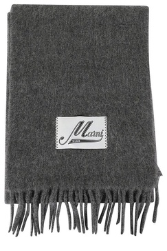 Marni Logo Patch Fringed-Edge Scarf