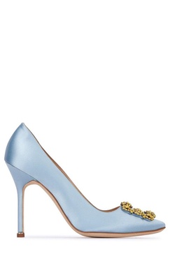 Manolo Blahnik Hangisi Pointed Toe Satin Pumps