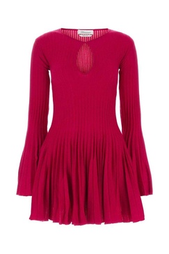 Blumarine Keyhole Pleated Knitted Mini Dress