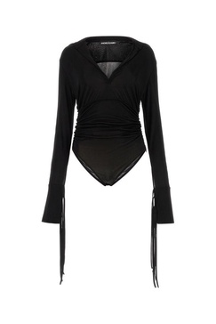 Andrea Adamo Semi-Sheer Gathered Detailed Bodysuit