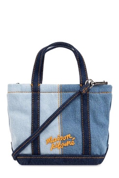 Maison Kitsuné Fox Head Panelled Denim Tote Bag