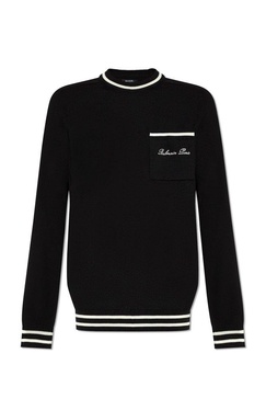 Balmain Logo Embroidered Knitted Jumper