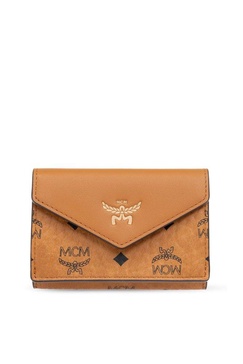 MCM Logo Embossed Foldover Wallet