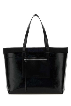 Alexander Mcqueen Man Black Canvas Shopping Bag