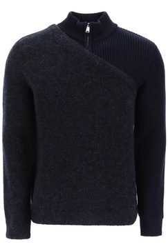 two-tone wool-and-alpaca sweater